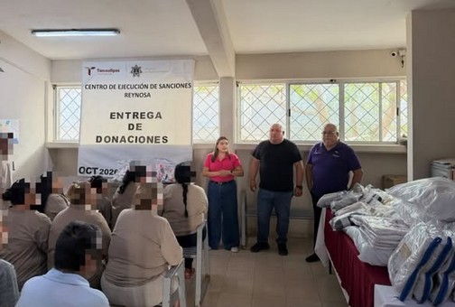 Reciben PPLs en el CEDES Reynosa donación de artículos para estancia digna